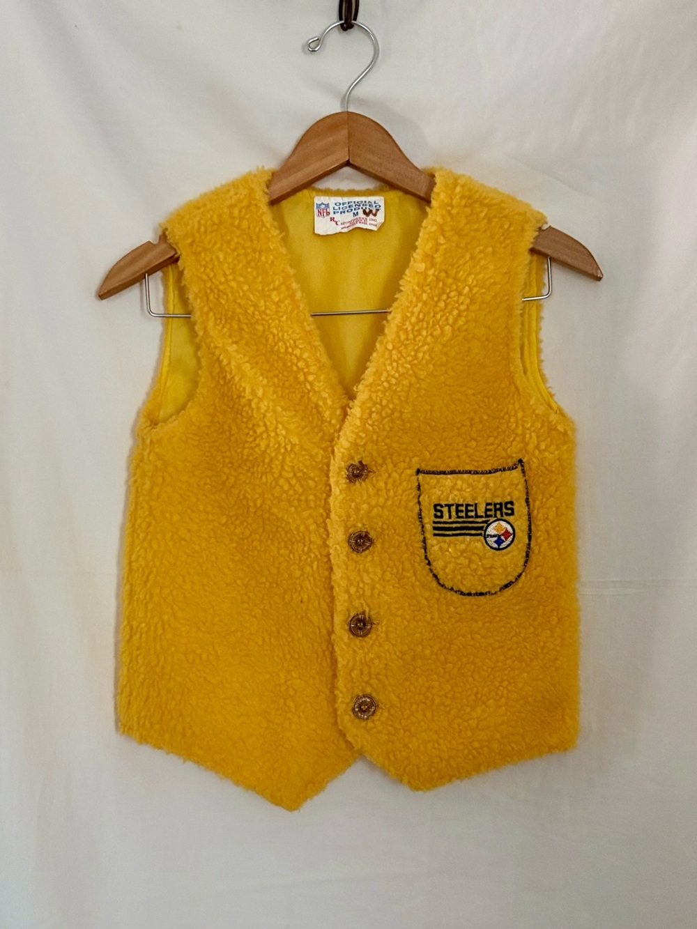 VINTAGE 70s 80s Pittsburgh Steelers Sherpa Fleece Vest M RC Sportswear NFL